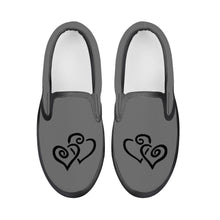 Load image into Gallery viewer, Ti Amo I love you - Exclusive Brand - Dove Gray - Double Black Heart -  Kids Slip-on shoes - Black Soles
