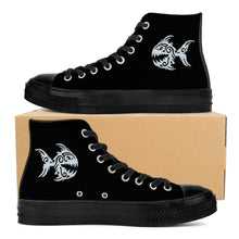 Load image into Gallery viewer, Ti Amo I love you - Exclusive Brand - Black - Angry Fish - High Top Canvas Shoes - Black  Soles
