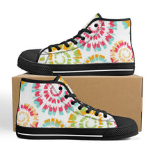 Load image into Gallery viewer, Ti Amo I love you - Exclusive Brand - Goldenrod, Bermuda, Celery, California &amp; Radical Red Tie- Dye - High-Top Canvas Shoes- Black
