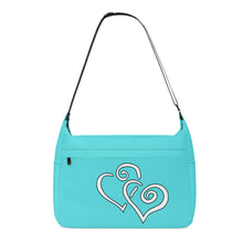 Load image into Gallery viewer, Ti Amo I love you - Exclusive Brand  - Light Turquoise - Double White Heart - Journey Computer Shoulder Bag
