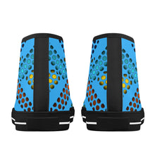 Load image into Gallery viewer, Ti Amo I love you - Exclusive Brand - Medium Cyan Blue - Deco Dots - High-Top Canvas Shoes - Black Soles
