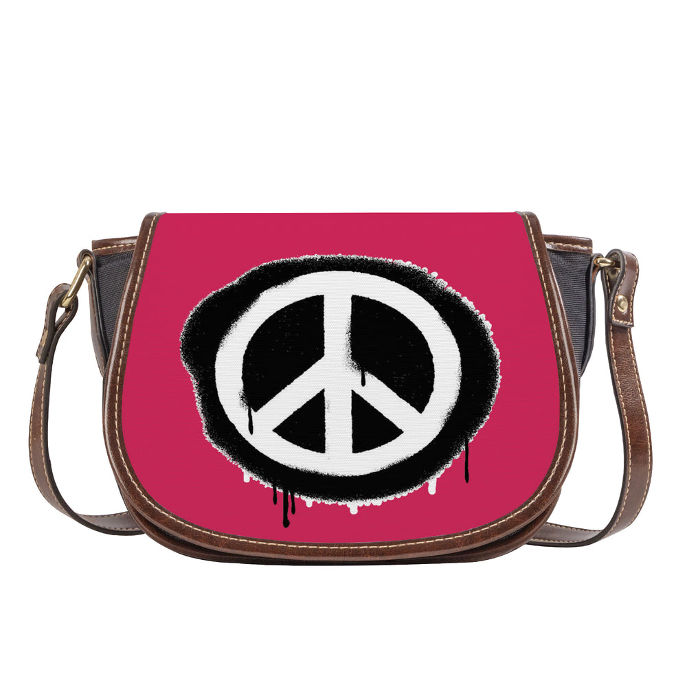 Ti Amo I love you - Exclusive Brand - Cerise Red 2 -  Peace Sign - Saddle Bag