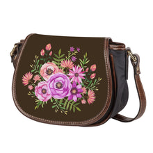 Load image into Gallery viewer, Ti Amo I love you - Exclusive Brand - Wood Brown - Floral Bouquet - Saddle Bag
