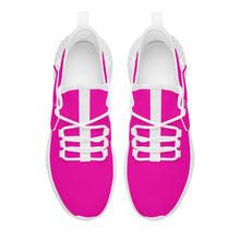 Load image into Gallery viewer, Ti Amo I love you - Exclusive Brand  - Hollywood Cerise -  Double Heart - Womens Mesh Knit Shoes - White Soles
