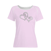 Load image into Gallery viewer, TI Amo I love you - Exclusive Brand - Carousel Pink - Double White Heart - Women&#39;s T shirt - Sizes XS-2XL
