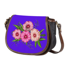 Load image into Gallery viewer, Ti Amo I love you - Exclusive Brand - Dark Purple - Pink Floral - Saddle Bag
