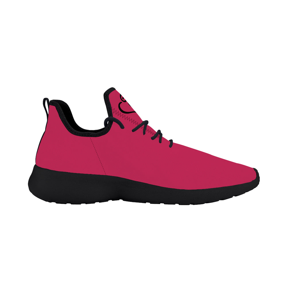 Ti Amo I love you - Exclusive Brand - Cerise Red 2 - Double Black Heart - Lightweight Mesh Knit Sneakers - Black Soles