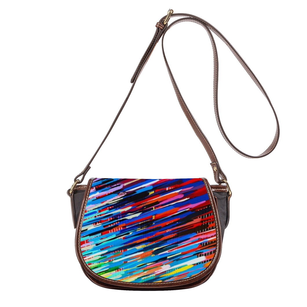 Ti Amo I love you - Exclusive Brand - Rainbow Lined Pattern  2 - Saddle Bag