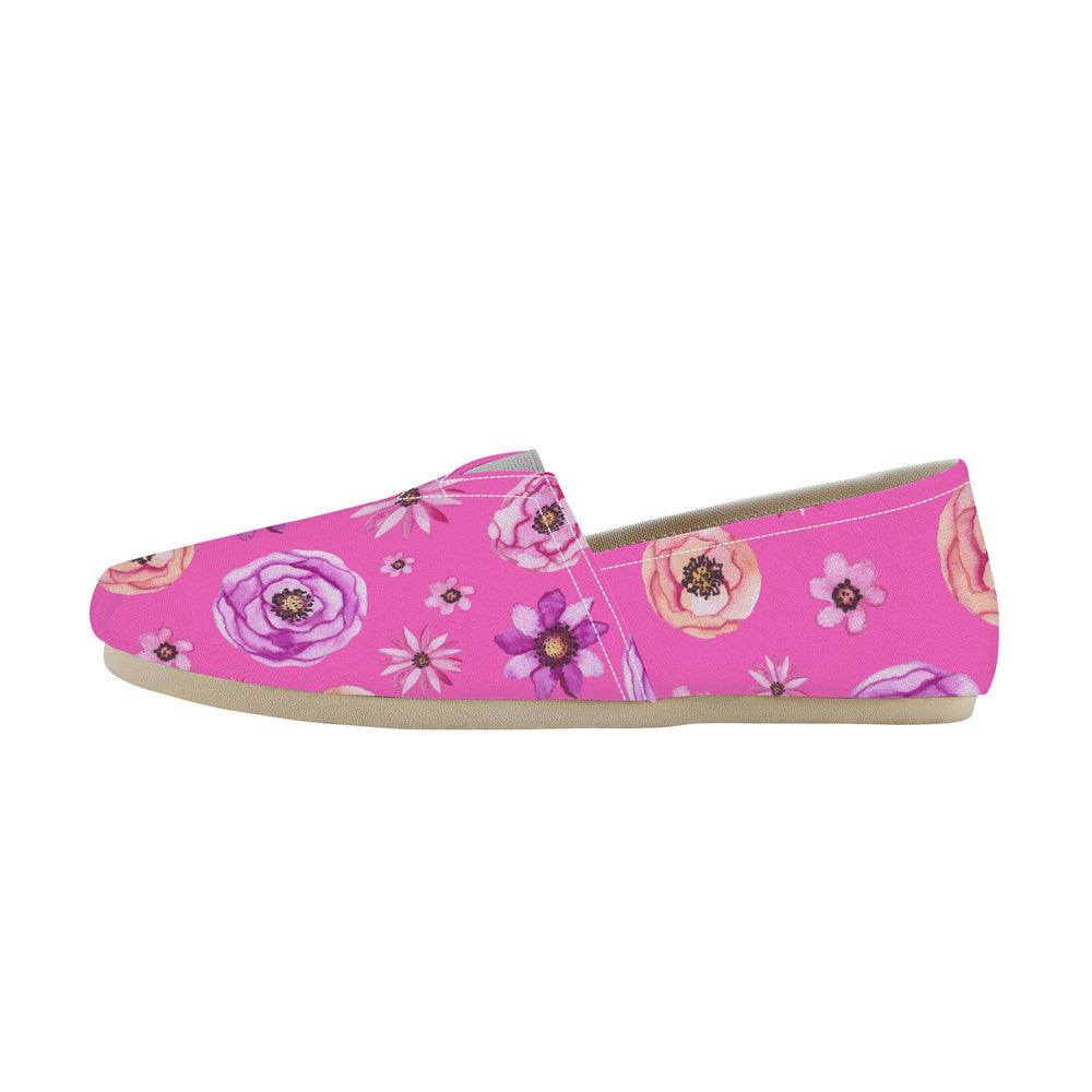 Ti Amo I love you -  Exclusive Brand - Rose Pink with Flowers - Womens  Casual Flats -  Ladies Driving Shoes