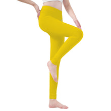 Load image into Gallery viewer, Ti Amo I love you - Exclusive Brand - Ripe Lemon - Double White Heart - Womens / Teen Girls / Womens Plus Size - Yoga Leggings - Sizes XS-3XL
