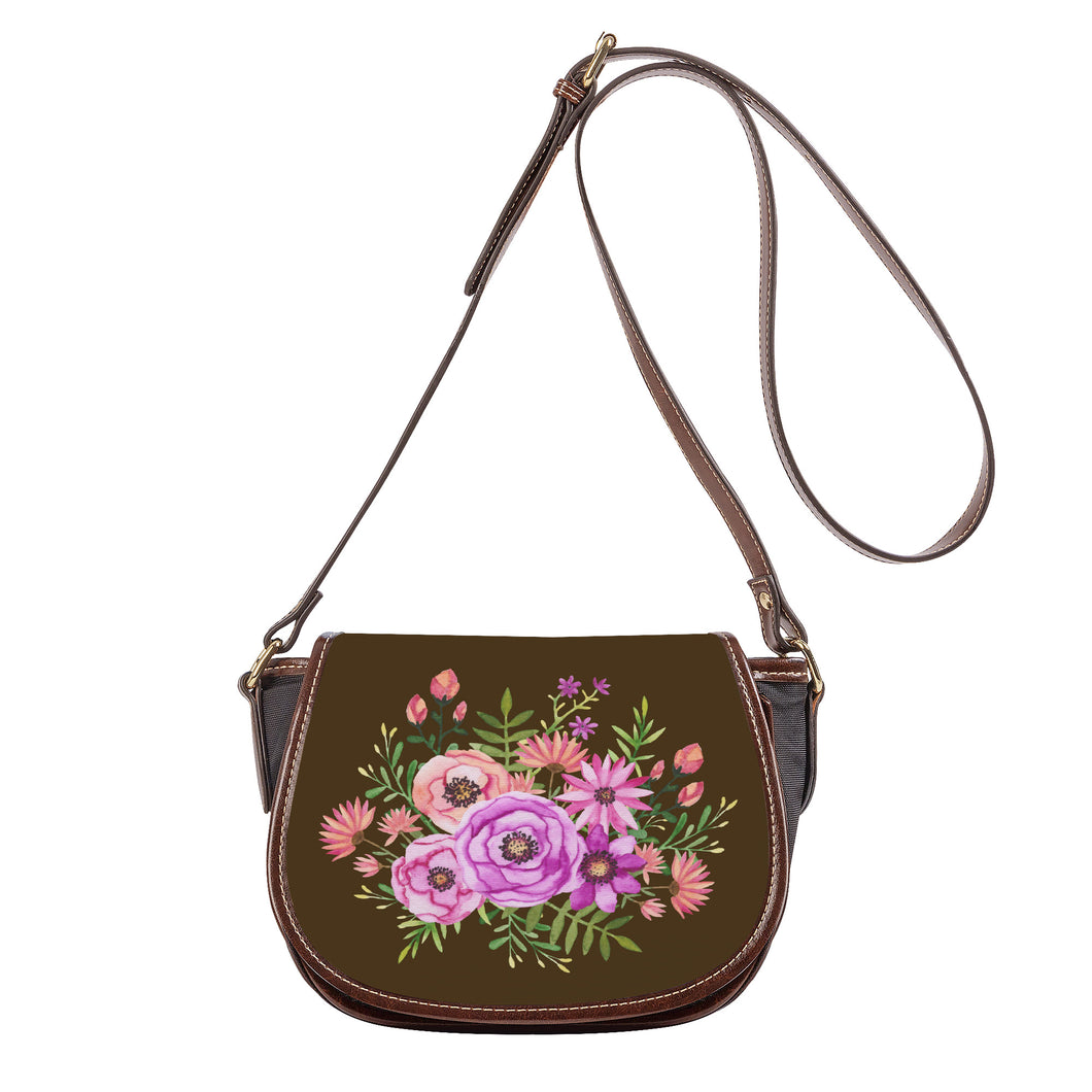 Ti Amo I love you - Exclusive Brand - Coffee 2 - Floral Bouquet - Saddle Bag