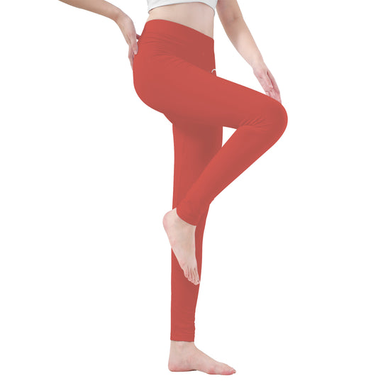Ti Amo I love you - Exclusive Brand   - Indian Red  - White Daisy -  Yoga Leggings