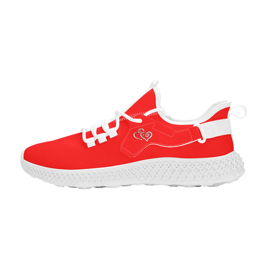Ti Amo I love you - Exclusive Brand  - Red -  Double Heart - Womens Mesh Knit Shoes - White Soles