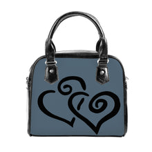 Load image into Gallery viewer, Ti Amo I love you - Exclusive Brand - Dark Electric Blue - Double Black Heart -  Shoulder Handbag
