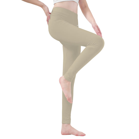 Ti Amo I love you - Exclusive Brand  - Oatmeal -  White Daisy -  Yoga Leggings