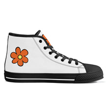 Load image into Gallery viewer, Ti Amo I love you - Exclusive Brand - Orange Flower - High-Top Canvas Shoes - Black Soles
