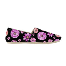 Load image into Gallery viewer, Ti Amo I love you  - Exclusive Brand  - Black with Flowers - Womens Casual Flats - Ladies Driving Shoes
