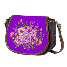 Load image into Gallery viewer, Ti Amo I love you - Exclusive Brand - Dark Violet - Floral Bouquet - Saddle Bag
