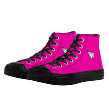 Load image into Gallery viewer, Ti Amo I love you - Exclusive Brand - Hollywood Cerise - Paper Airplane - High Top Canvas Shoes - Black Soles
