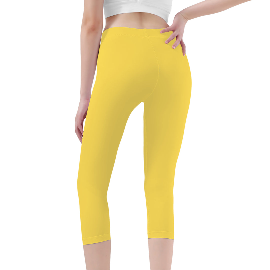 Ti Amo I love you - Exclusive Brand  - Mustard Yellow -  Womens / Teen Girls / Womens Plus Size - Capri Yoga Leggings - Sizes XS-3XL