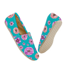 Load image into Gallery viewer, Ti Amo I love you  - Exclusive Brand  - Turquoise with Flowers - Casual Flat Driving Shoe
