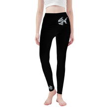 Load image into Gallery viewer, Ti Amo I love you - Exclusive Brand  - Black - Angry Fish - Womens / Teen Girls  / Womens Plus Size  - Yoga Leggings - Sizes XS-3XL
