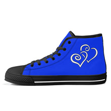 Load image into Gallery viewer, Ti Amo I love you - Exclusive Brand  - Blue Blue Eyes - Double White Heart High-Top Canvas Shoes - Black Soles
