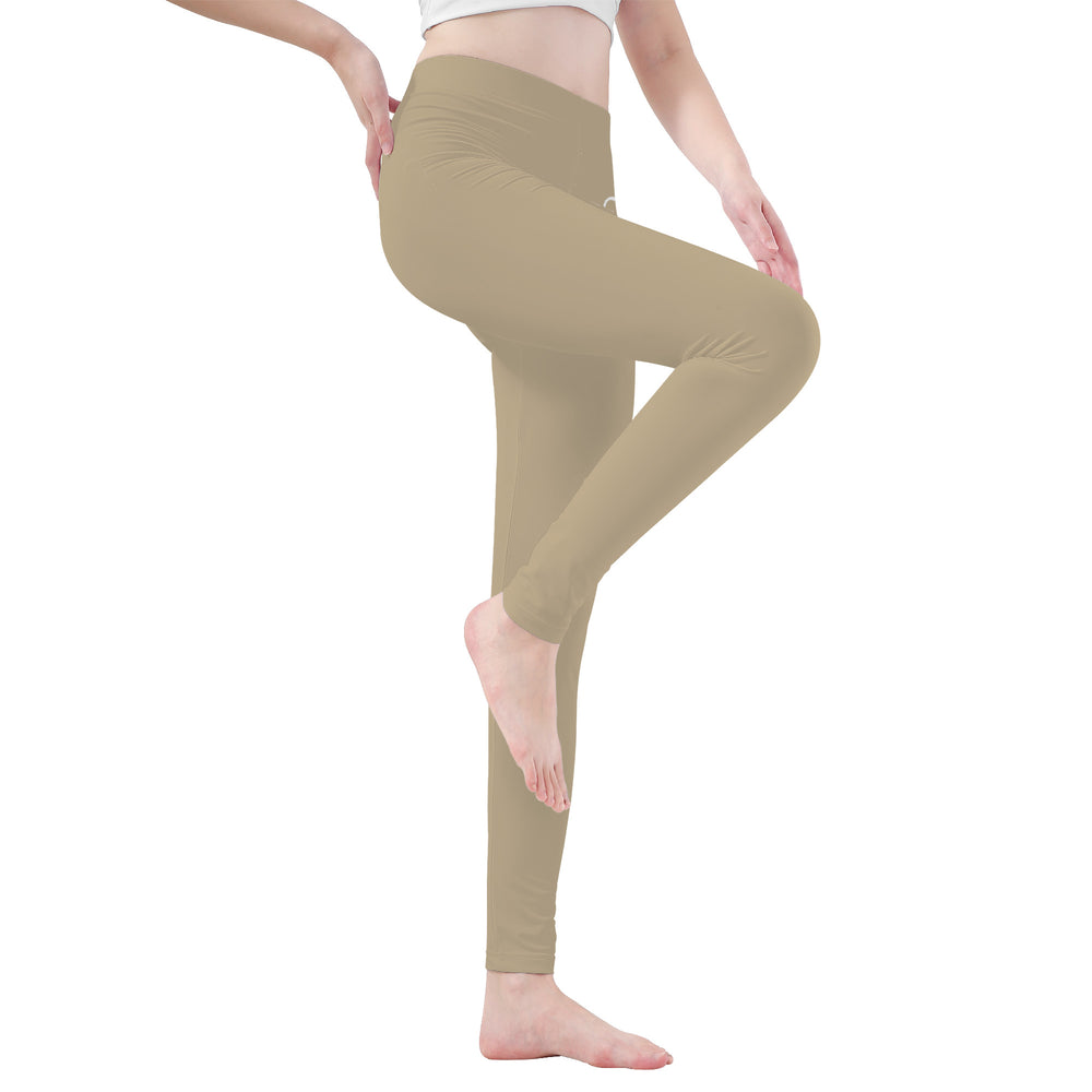 Ti Amo I love you - Exclusive Brand  - Khaki -  White Daisy -  Yoga Leggings