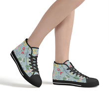 Load image into Gallery viewer, Ti Amo I love you - Exclusive Brand - Jungle Mist with Flowers - High-Top Canvas Shoes - Black
