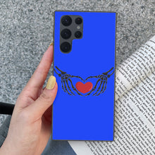 Load image into Gallery viewer, Ti Amo I love you - Exclusive Brand - Blue Blue Eyes - Skeleton Hands with Heart - Samsung Galaxy S22 Ultra Glass Case
