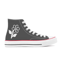 Load image into Gallery viewer, Ti Amo I love you - Exclusive Brand  - Davy&#39;s Grey - White Daisy - High Top Canvas Shoes - White Soles
