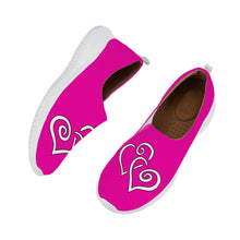 Load image into Gallery viewer, Ti Amo I love you - Exclusive Brand  - Hollywood Cerise - Double White Heart - Women&#39;s Casual Slip On Shoe
