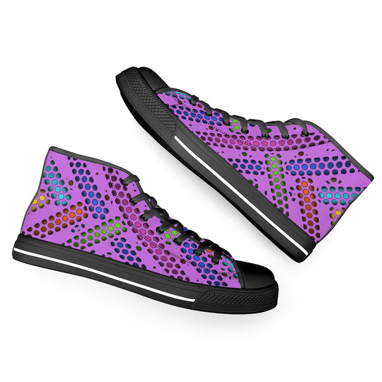 Ti Amo I love you - Exclusive Brand - Lavender - Deco Dots - High-Top Canvas Shoes - Black Soles