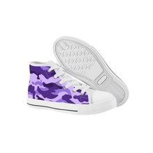 Load image into Gallery viewer, Ti Amo I love you - Exclusive Brand  - Minsk, Grape 2,  Mauve 2, Fushia Blue &amp; Jacarta Camouflage - Kids High Top Canvas Shoes
