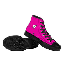 Load image into Gallery viewer, Ti Amo I love you - Exclusive Brand - Hollywood Cerise - Paper Airplane - High Top Canvas Shoes - Black Soles
