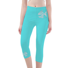 Load image into Gallery viewer, Ti Amo I love you - Exclusive Brand  - Medium Turquoise Blue - Capri Yoga Leggings - Sizes XS-3XL
