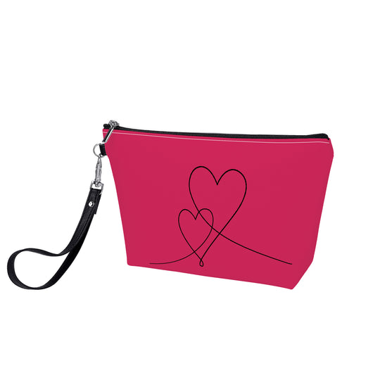Ti Amo I love you - Exclusive Brand - Cerise Red 2 - Double Script Heart - Sling Cosmetic Bag