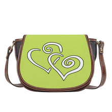 Load image into Gallery viewer, Ti Amo I love you - Exclusive Brand - Yellow Green - Double White Heart - Saddle Bag
