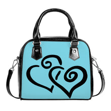 Load image into Gallery viewer, Ti Amo I love you - Exclusive Brand - Medium Sky Blue - Double Black Heart -  Shoulder Handbag
