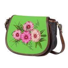 Load image into Gallery viewer, Ti Amo I love you - Exclusive Brand - Pastel Green - Pink Floral - Saddle Bag
