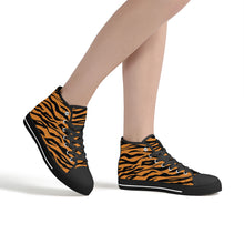 Load image into Gallery viewer, Ti Amo I love you - Exclusive Brand - Zest &amp; Black - Tiger Stripes -  High-Top Canvas Shoes - Black Soles
