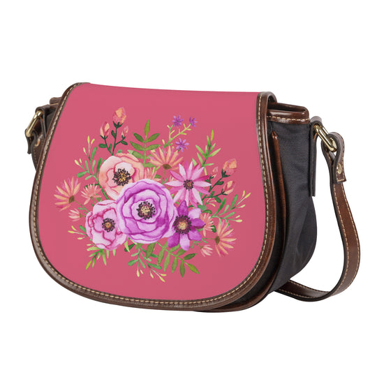 Ti Amo I love you - Exclusive Brand - Pale Violet Red - Floral Bouquet - Saddle Bag