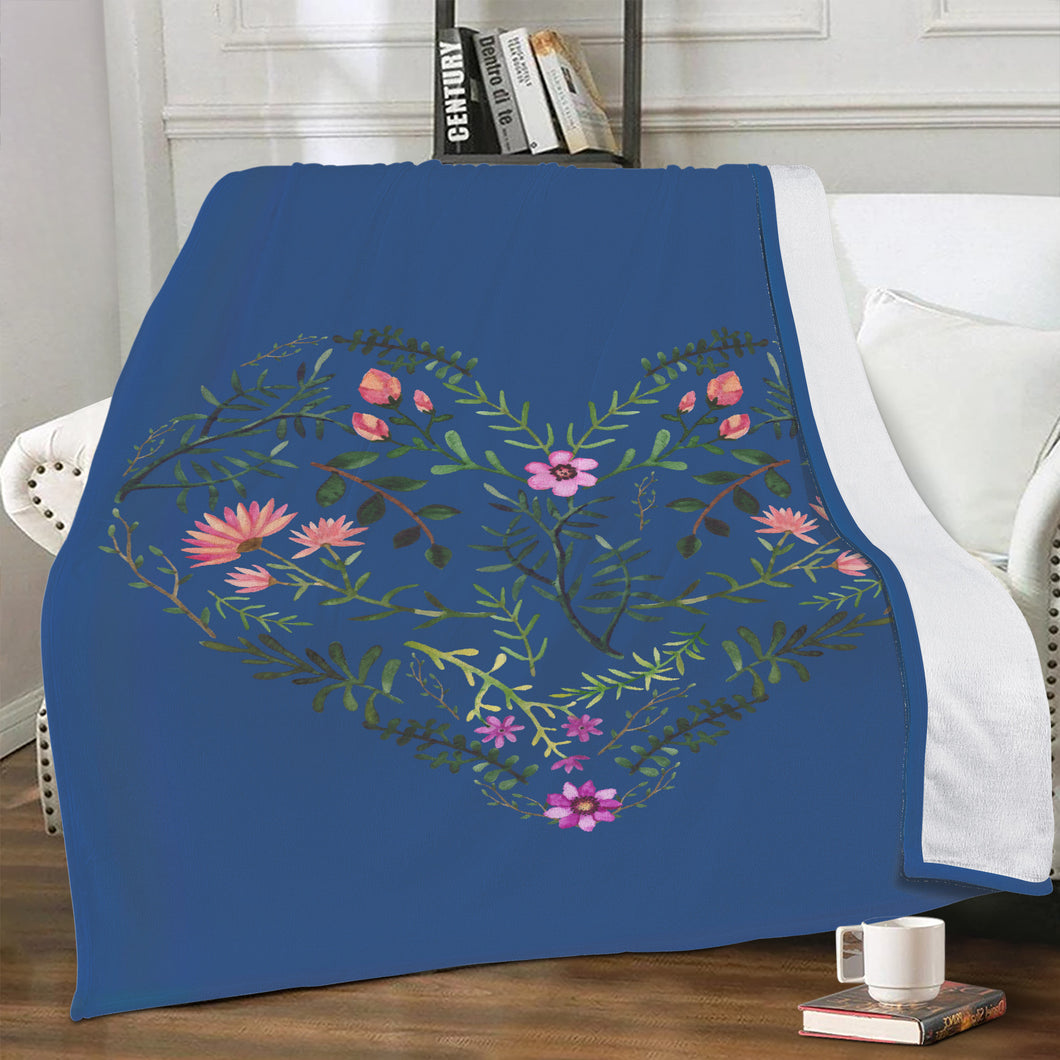 Ti Amo I love you - Exclusive Brand - Chambray 2 - Floral Heart - Blankets