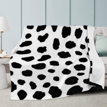 Load image into Gallery viewer, Ti Amo I love you - Exclusive Brand - White with Black Cow Spots - Micro Fleece Blankets
