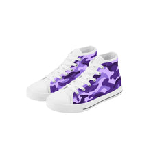 Load image into Gallery viewer, Ti Amo I love you - Exclusive Brand  - Minsk, Grape 2,  Mauve 2, Fushia Blue &amp; Jacarta Camouflage - Kids High Top Canvas Shoes
