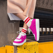 Load image into Gallery viewer, Ti Amo I love you - Exclusive Brand  - Hollywood Cerise &amp; White - Low Top Unisex Sneakers
