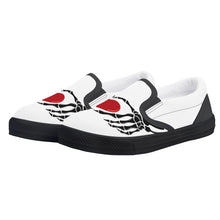 Load image into Gallery viewer, Ti Amo I love you - Exclusive Brand  - White - Skeleton Hands with Heart  - Kids Slip-on shoes - Black Soles
