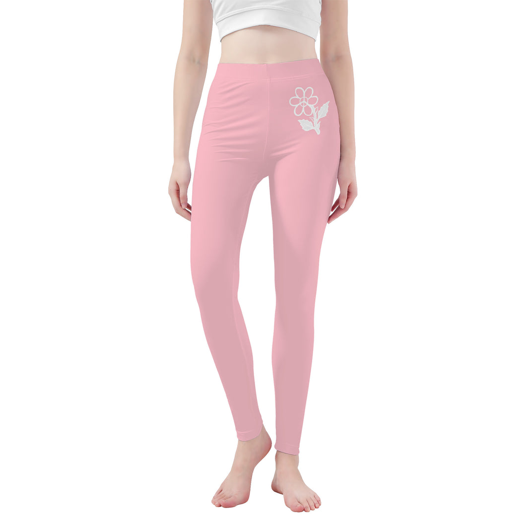 Ti Amo I love you - Exclusive Brand  - Pink -  White Daisy -  Yoga Leggings