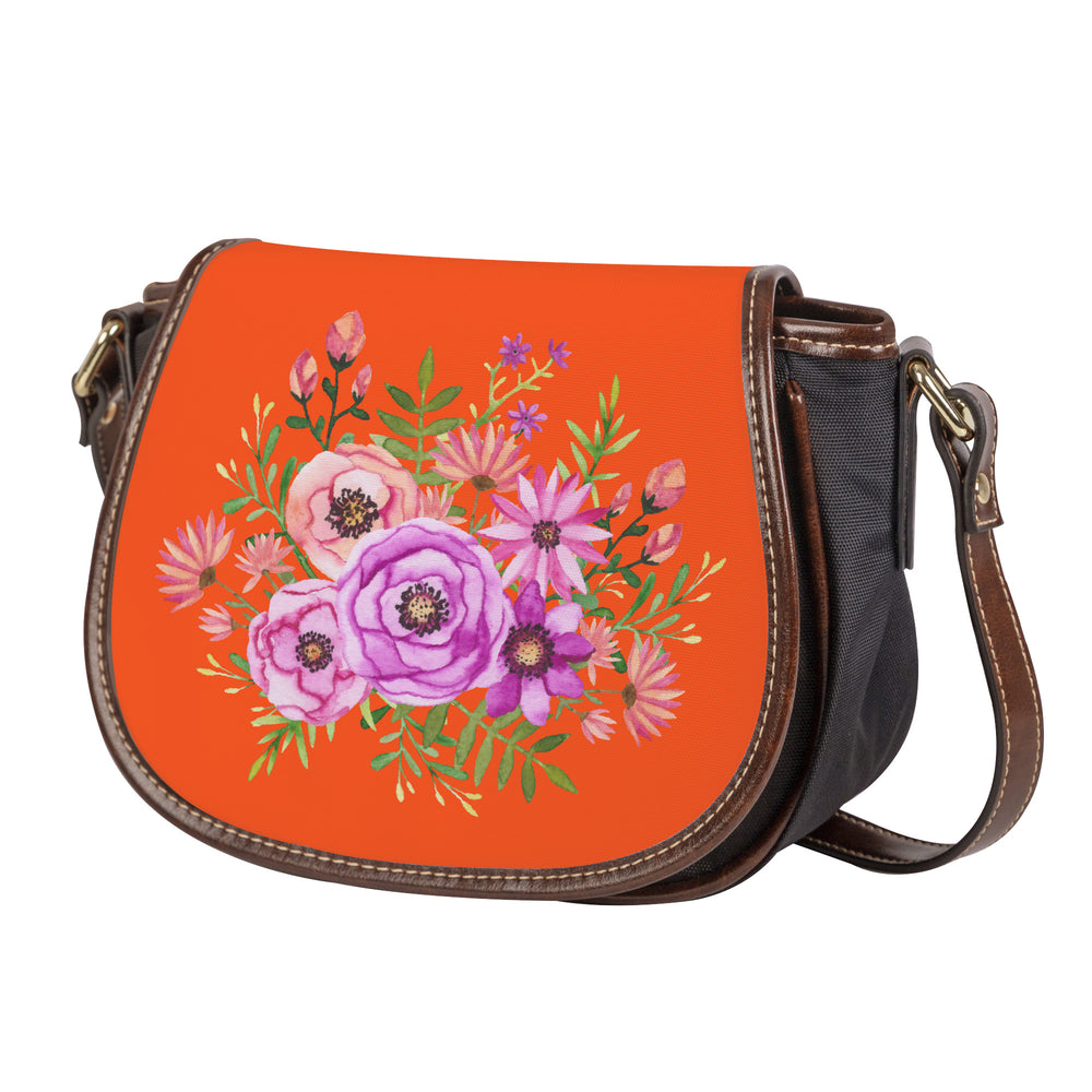 Ti Amo I love you - Exclusive Brand - Orange -  Floral Bouquet - Saddle Bag