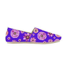 Load image into Gallery viewer, Ti Amo I love you  - Exclusive Brand  - Dark Violet with Flowers -  Womens Casual Flats - Ladies  Driving Shoes
